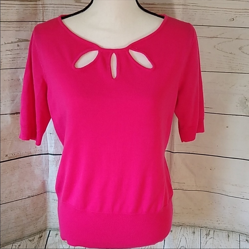 Pink New York and Company keyhole blouse, size L